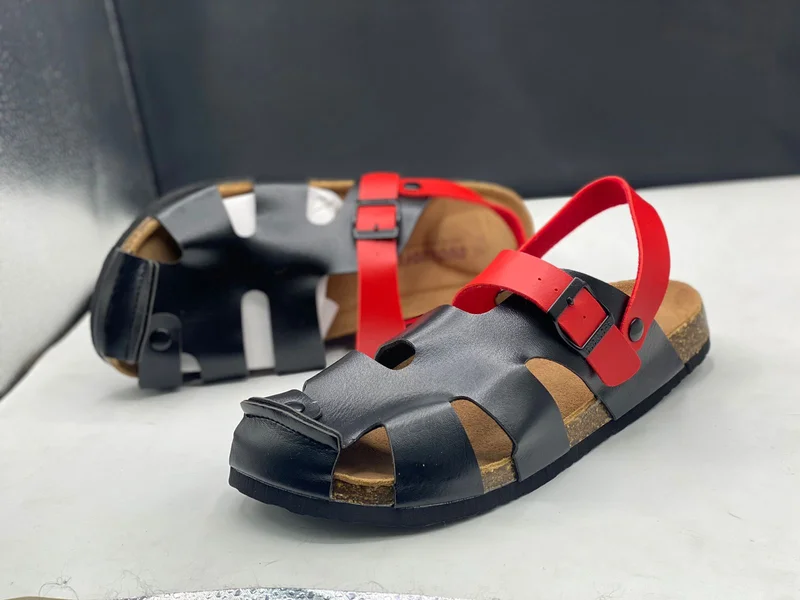 close_toe_ankle_strap_men's_cork_sandals_black_orange_2.webp