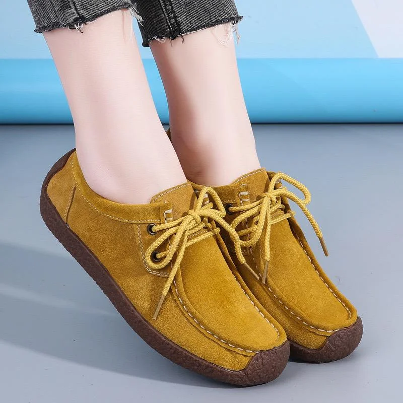 luxe_comfort__women's_mustard_suede_lace-up_flats_loafers_sneakers_2.webp