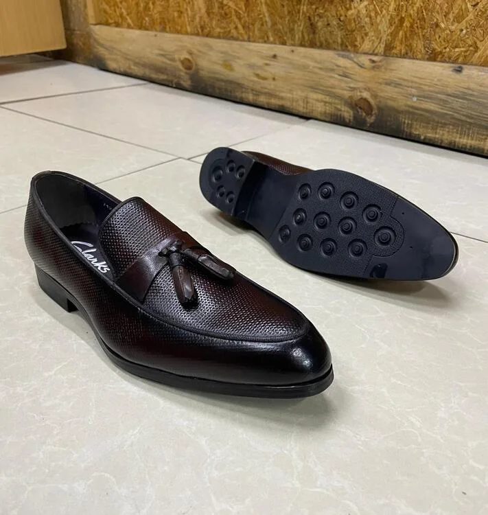 sleek_and_stylish__clarks_men's_tassel_slip_on_men_leather_brown_loafers_2.webp