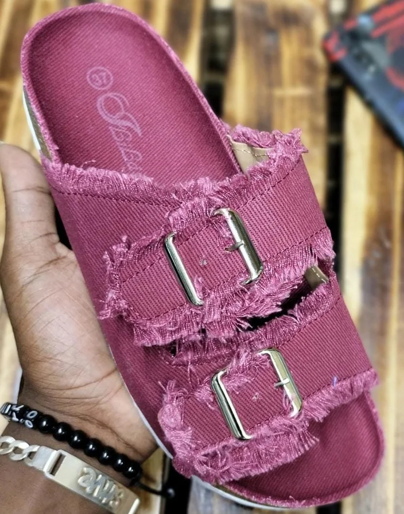 anti_skid_double_buckle_rubber_flat_sandals_women_maroon_2.webp
