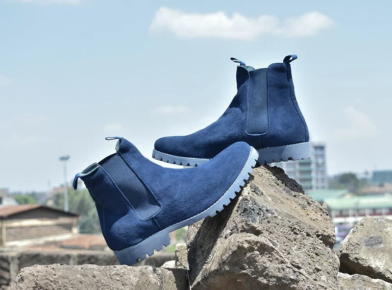 Blue Timberland Mens Chelsea Suede Leather  Boots