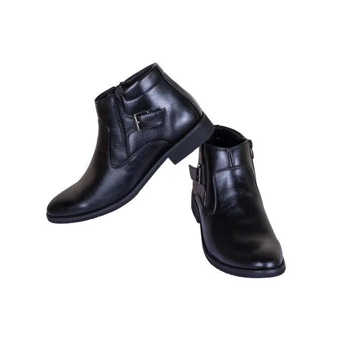 Buckle Cacatua Black Comfortable Men Official Boots