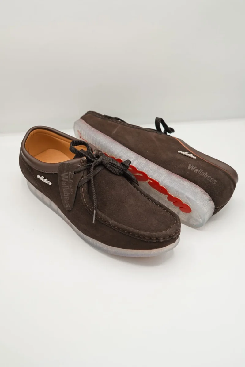 Clark Wallabees Suede Moccassins Translucent Sole Brown Shoes
