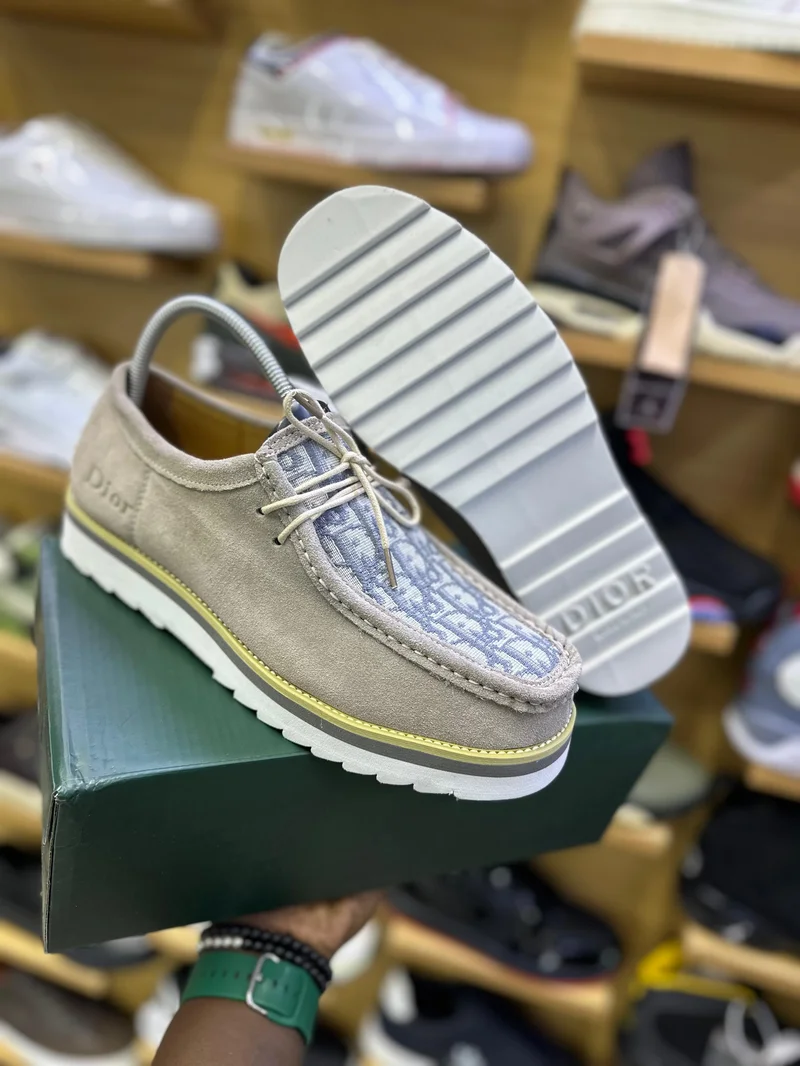 Dior casual Lowtop Derby Suede rubber Shoes - Grey