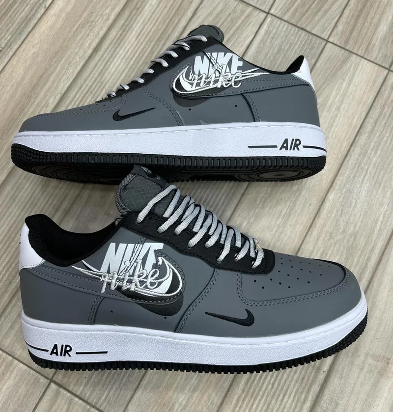 Grey-White Air Force 1 Custom Special Edition Sneakers