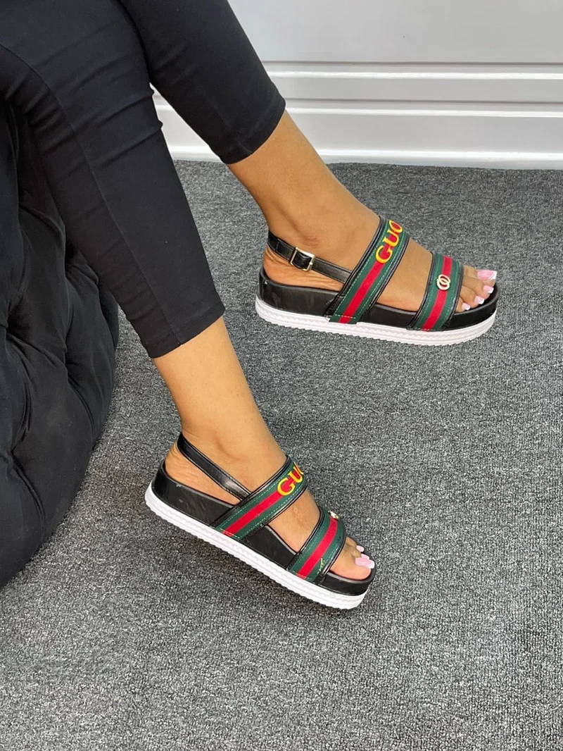 Gucci Strappy Ladies Platform Sandals Black Quality Open