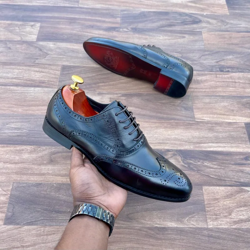 Johnfoster Oxford Premium Leather Black Official  Laceup Shoe