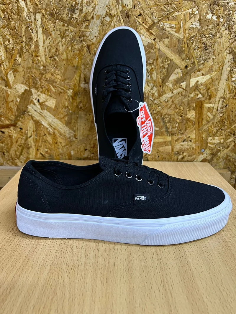 Double Soled Authentic Vans Shoes - Black White Sole