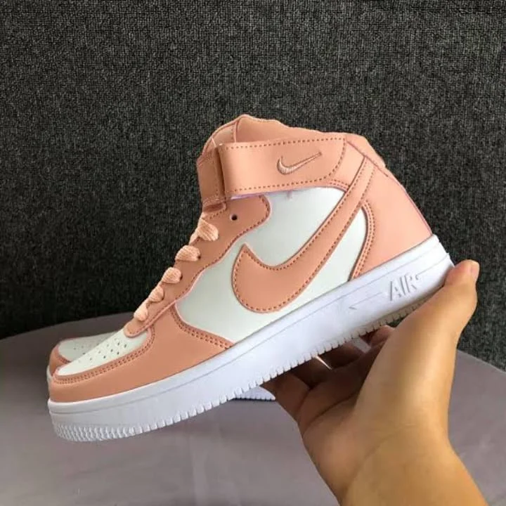 Nike Air Force 1 Women Sneakers High-top Shoes Chic Sports White Peach Shoes