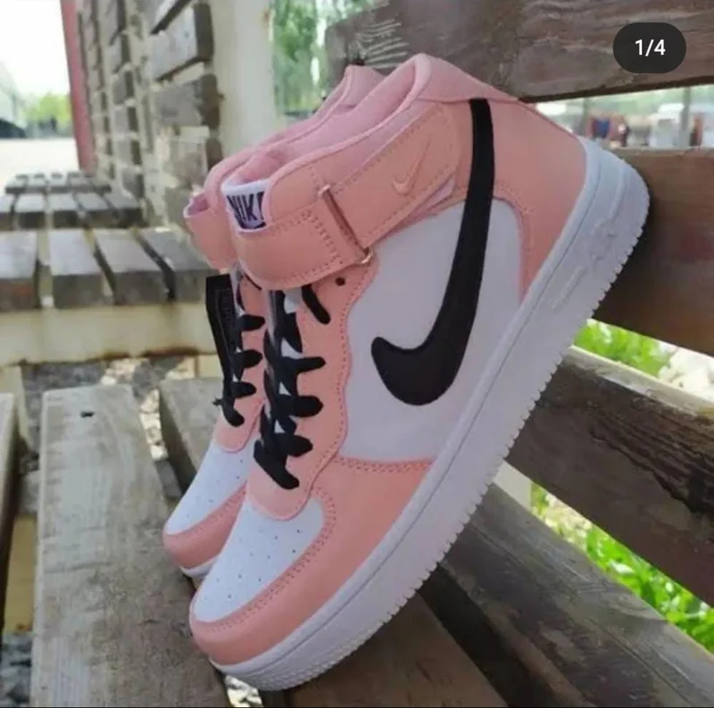 Nike Air Force 1 Women Sneakers High-top Sports White Peach Black Shoes