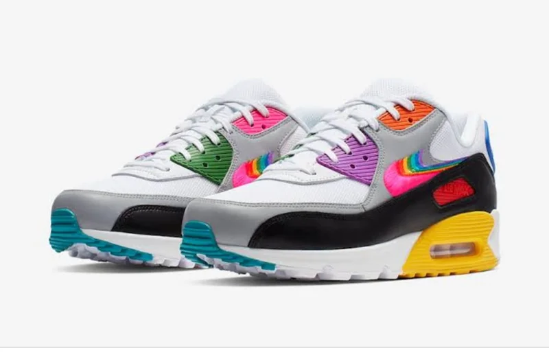 Nike Air Max 90 Multi Color - White/Yellow/Pink Orange/Blue/Black