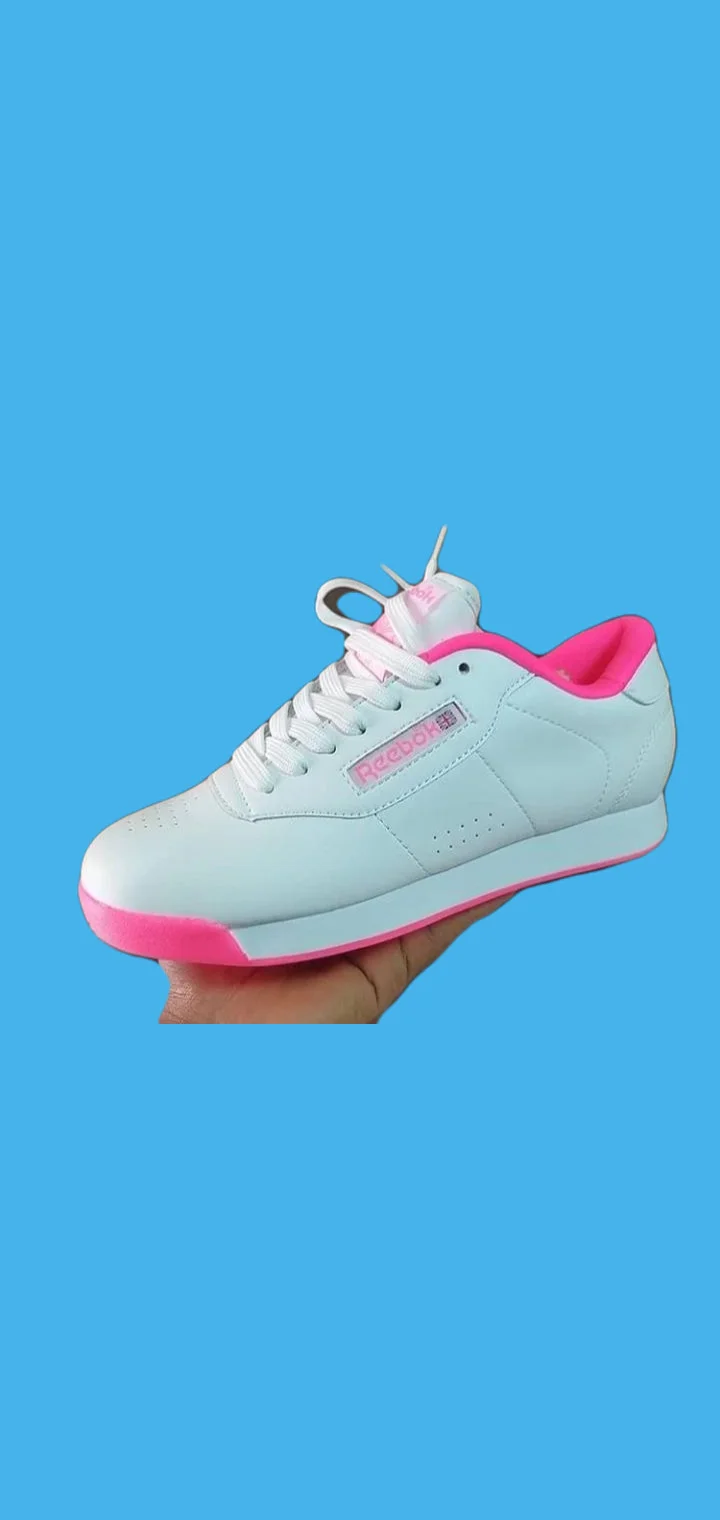 Pink and White Reebok Women Sneakers