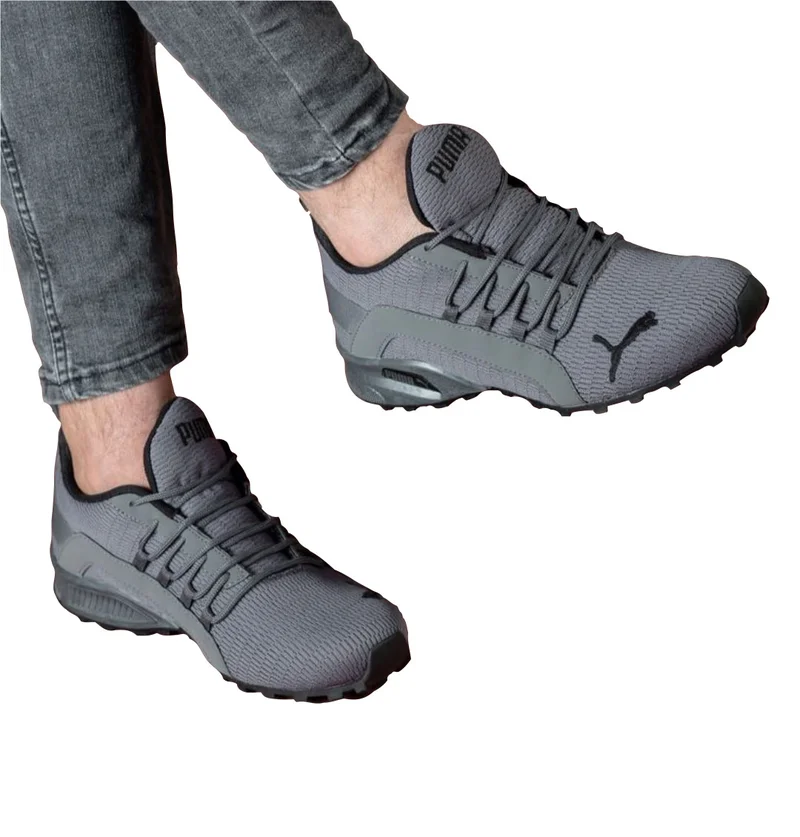 Puma Axelion Spark Grey Athletic Gym Running Shoe Unisex Sneakers