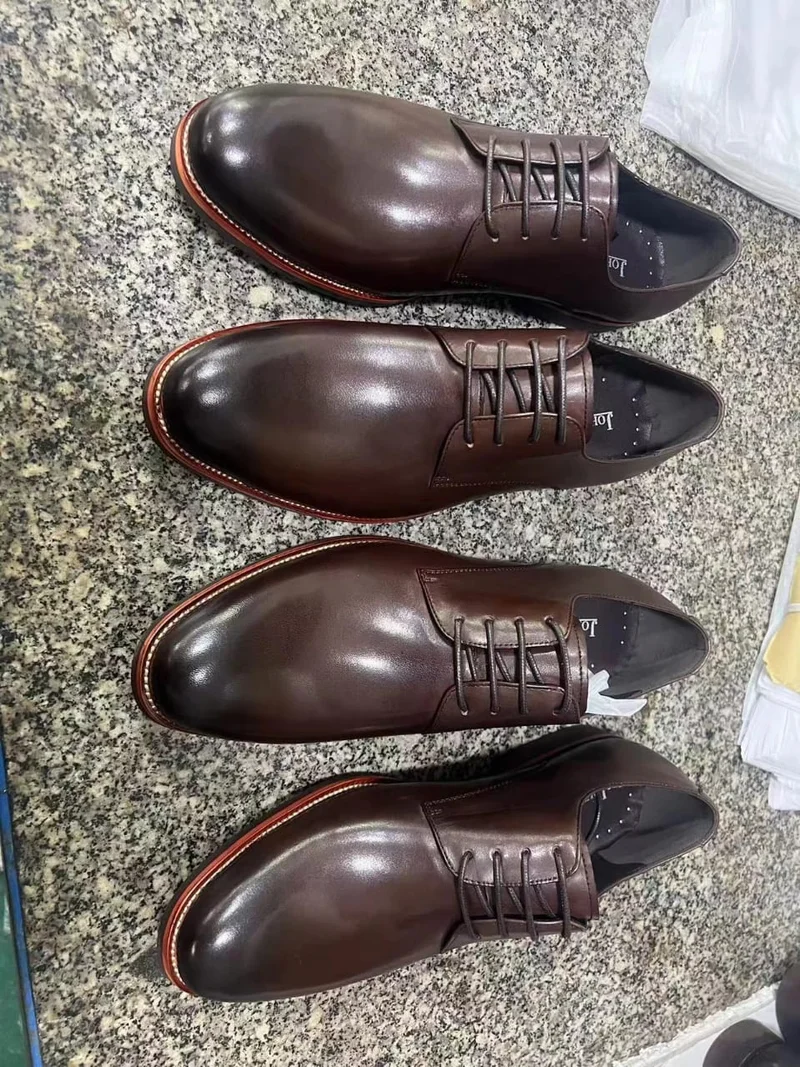 Quality Premium John Foster Laced Leather Mens Official Shoes Dark Brown