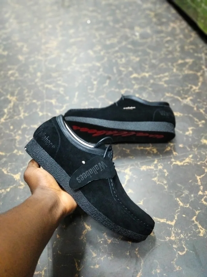 The Clarks Wallabee Black Suede Shoes Moccassins