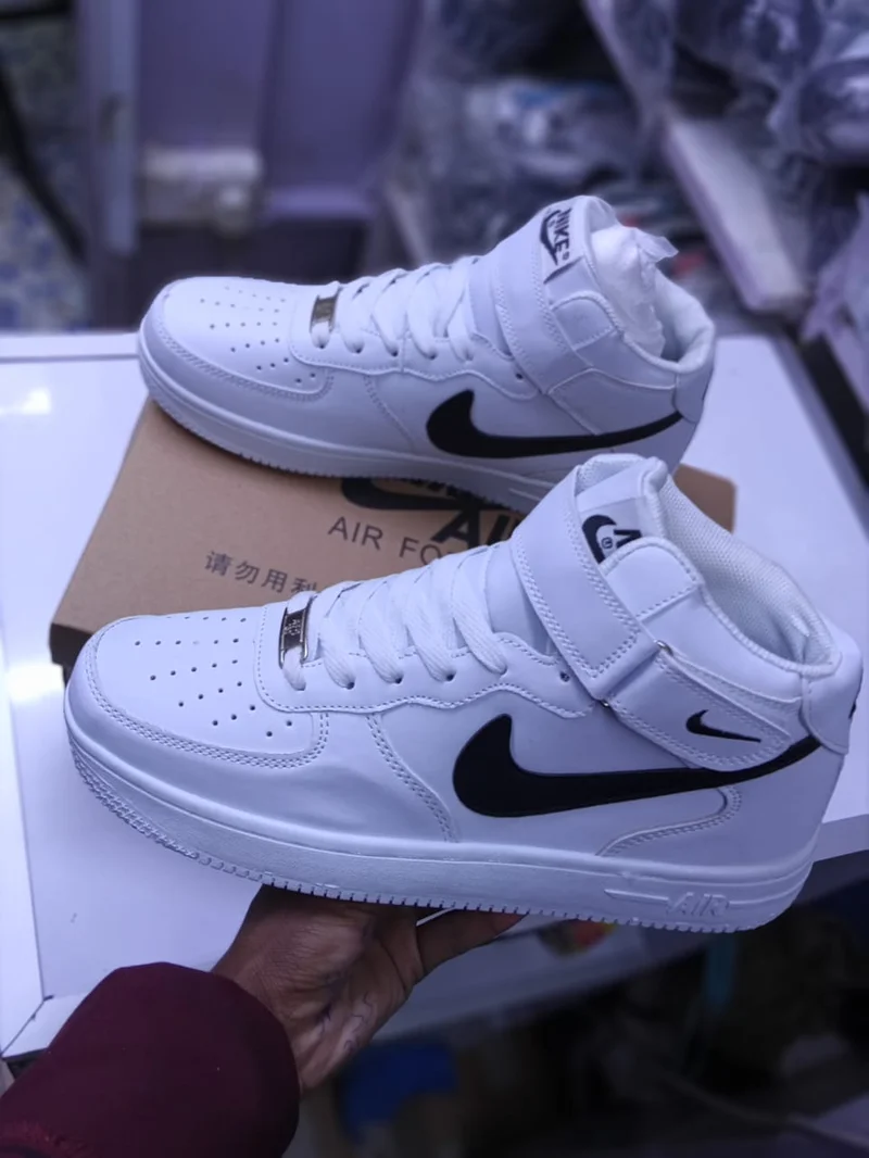 White and Black nike air force 1 high top sneaker
