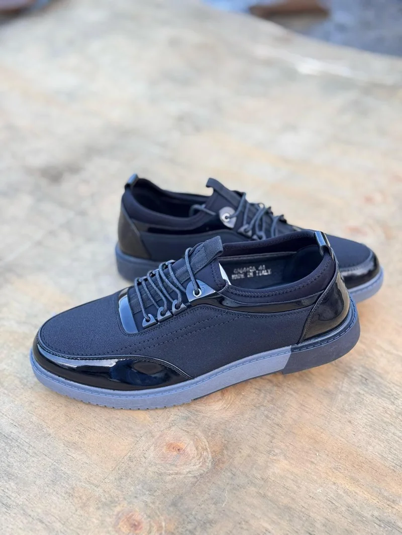 BERLUTI BLACK LACED -UP DRESS  SNEAKERS