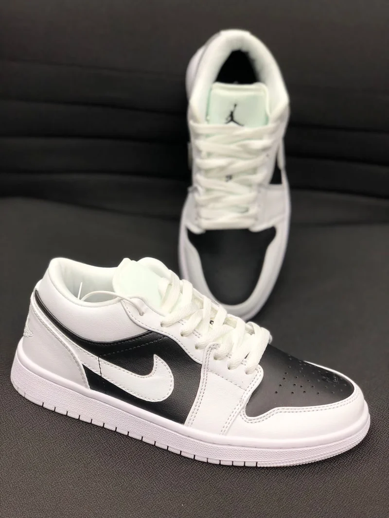 Air Jordan 1 Low Panda White Cactus Flower Black Shoes