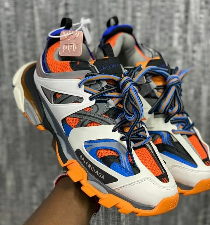 Balenciaga Men's Orange Blue Track Sneakers