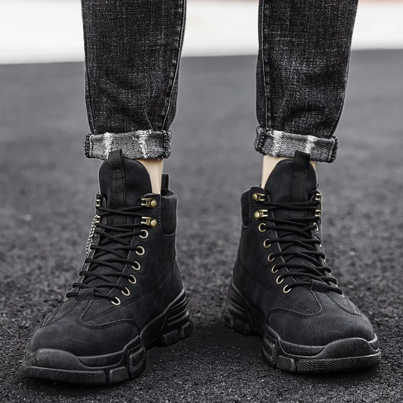 Black-British Style High-top Ankle Boots