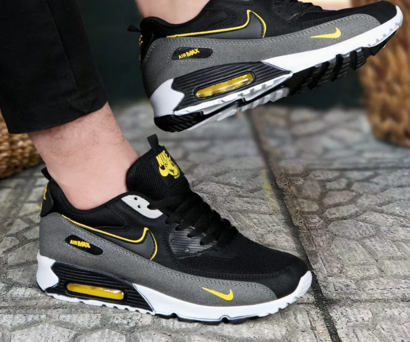 Black-Grey Nike Air Max  90 Sports Shoe Sneaker Men and Women Shoes