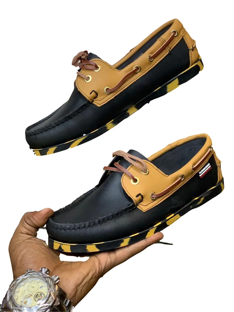 Black-Mustard Sebago Boat Docksides Men's  Shoe