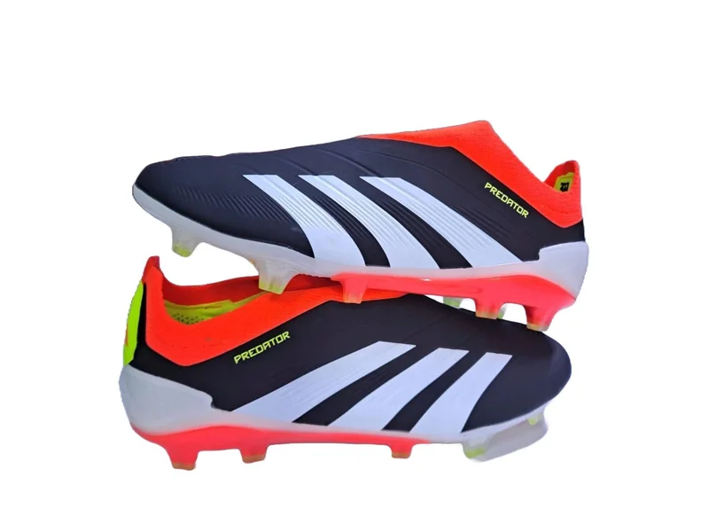 BLACK-ORANGE ADIDAS PREDATOR LACE LESS SOCCER BOOTS
