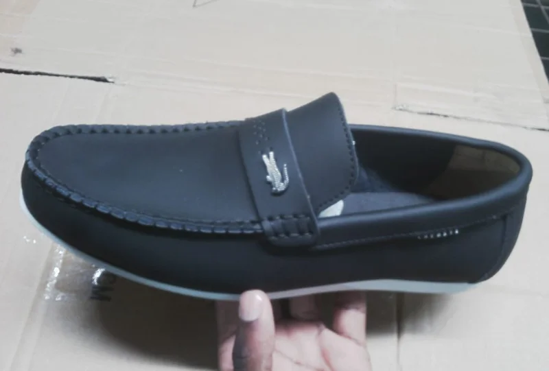 Black-White-Lacoste Slipon Mens Loafers Shoes