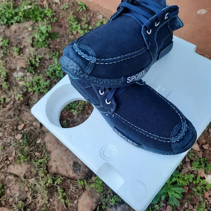 Blue Denim Canvas Shoes For Men