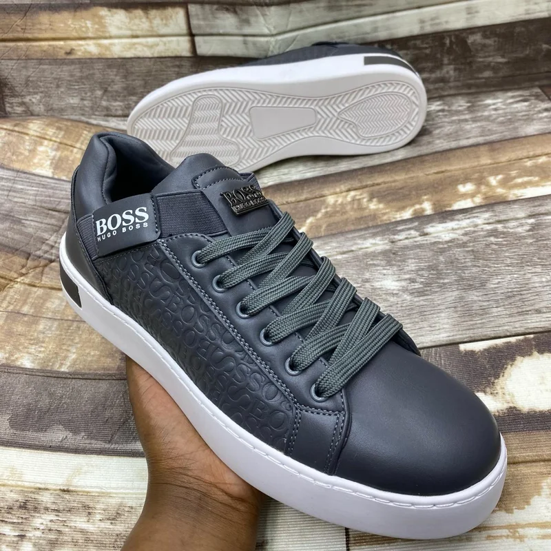 Boss Hugo Genuine Leather Sneakers Grey Comfortable Flexible Sneakers