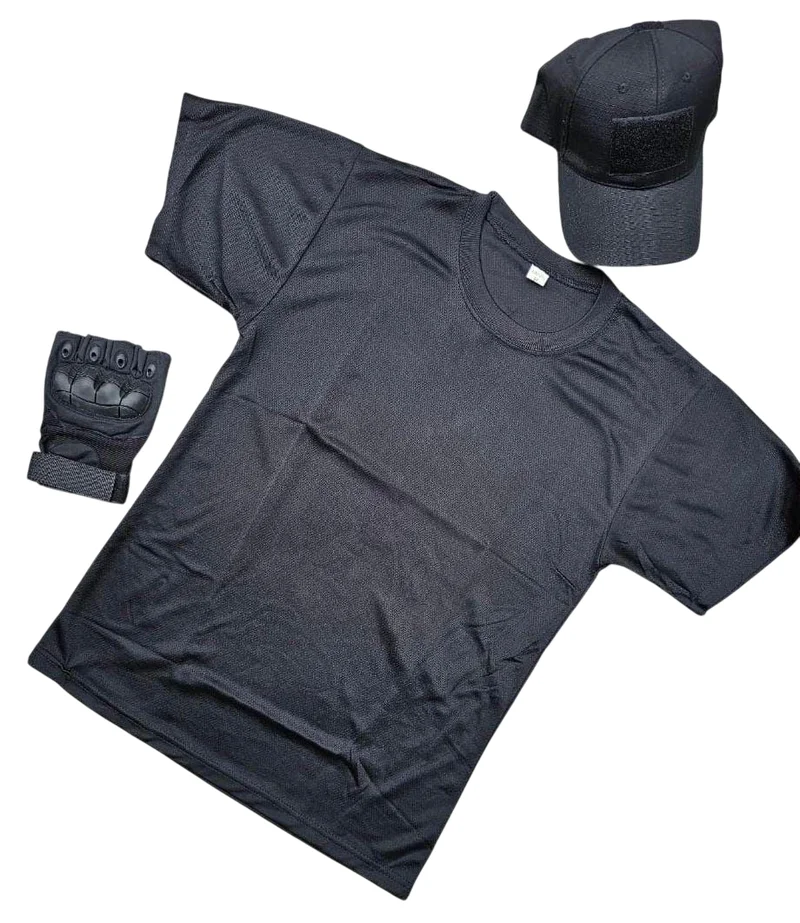 Breathable Army Tactical Combat T Shirt -Black-
