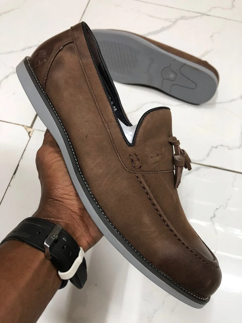 Brown Leather Timberland Classic Loafers with kiltie