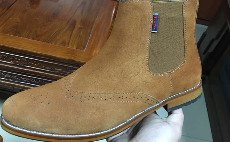 Brown Suede Upper - Brown sole  - Polo Chelsea Boots - Men Casual Shoes