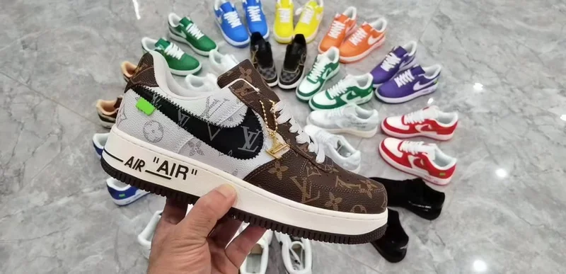 Brown White and Black Louis Vuitton x Nike Air Force1 Low