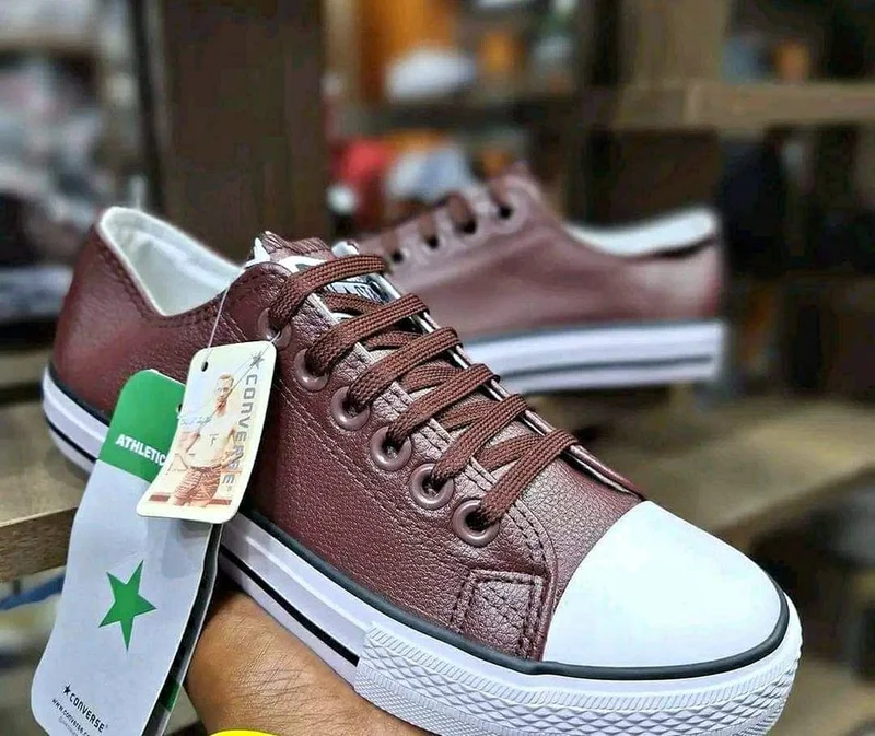 Brown White Leather Converse Shoes All Star Sneakers