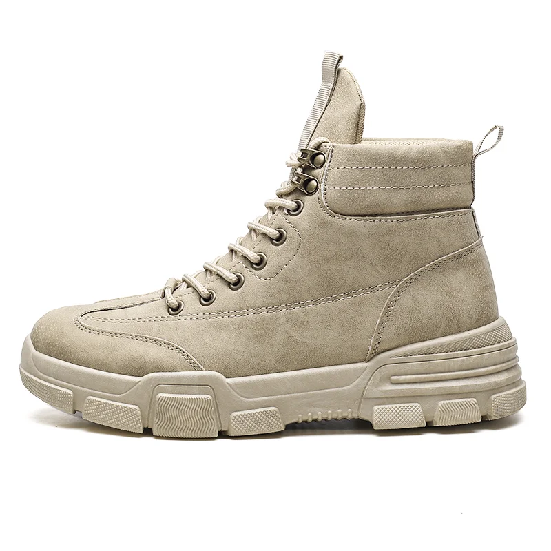 Brown-British Style High-top Ankle Boots