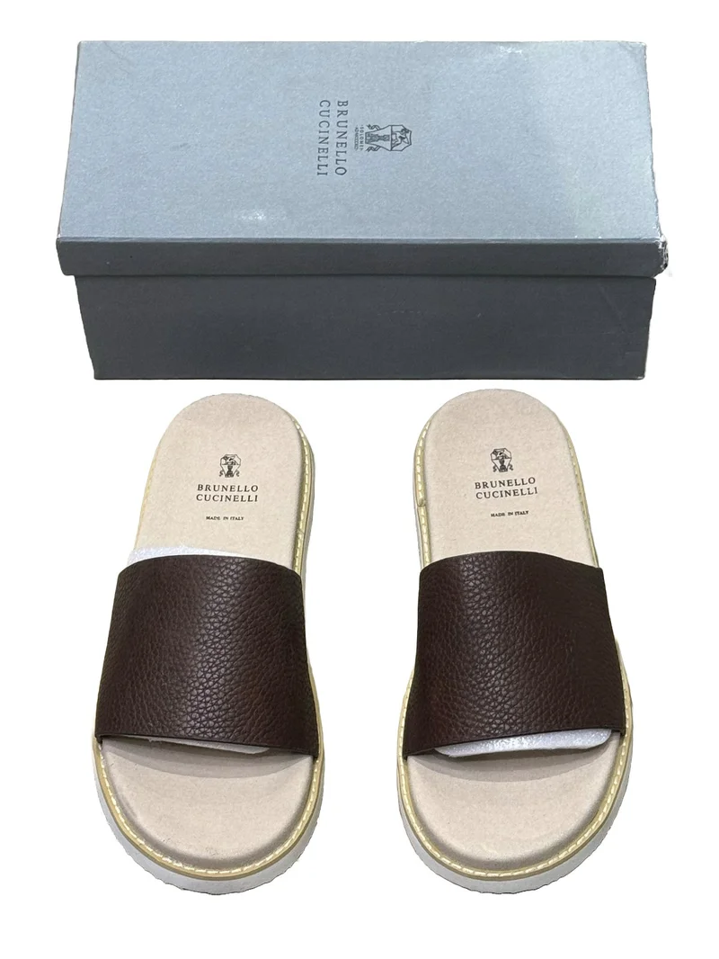 BRUNELLO CUCINELLI BROWN LEATHER SANDALS