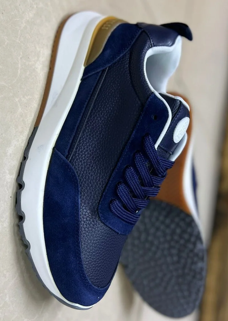 Brunello Cucinelli luxury Sneakers- Blue leather