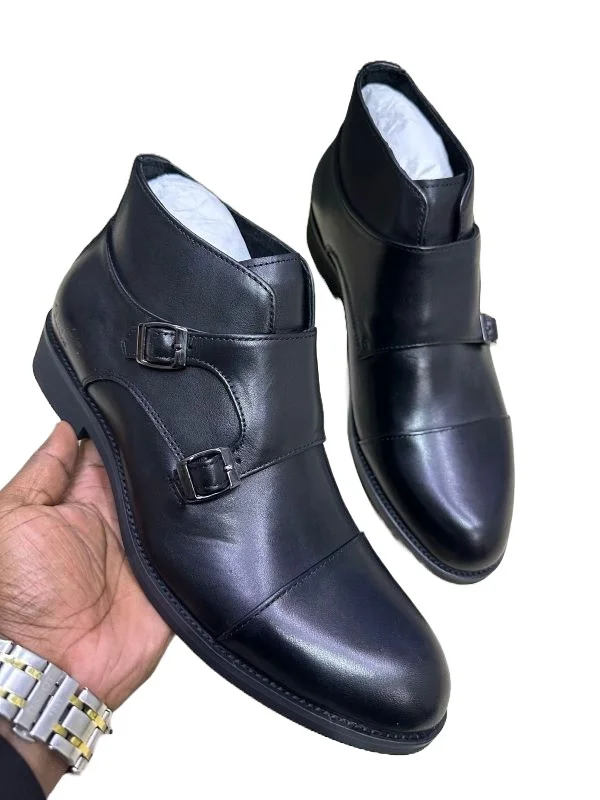 BUCKLE PREMIUM LEATHER LOW CUT BOOTS