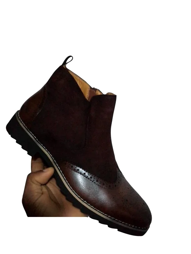 Cacatua Coffee Men's Chelsea Boots Suede Leather