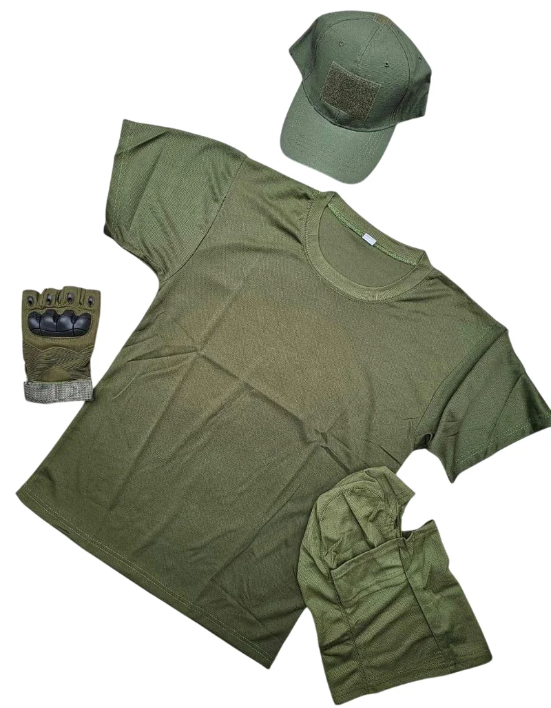 Camouflage Breathable Army Tactical Combat T Shirt-Olive Green