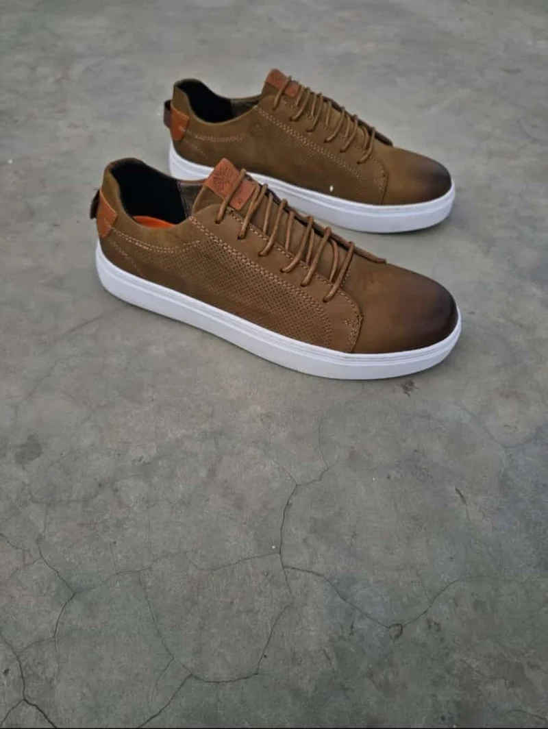 Casual Mens Timberland Leather Laced Brown White Sole Shoes