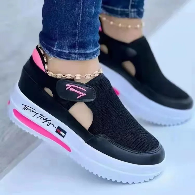 Casual Sneakers Tommy Hilfiger Ladies Sneakers Women's Slip-on Black Shoes