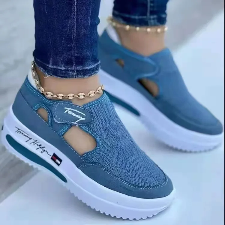 Casual Sneakers Tommy Hilfiger Ladies Sneakers Women's Slip-on Blue Shoes