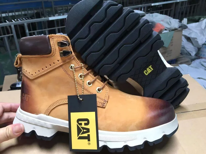 Caterpillar Leather Boots Rubber Grips Sole Men's Shoes