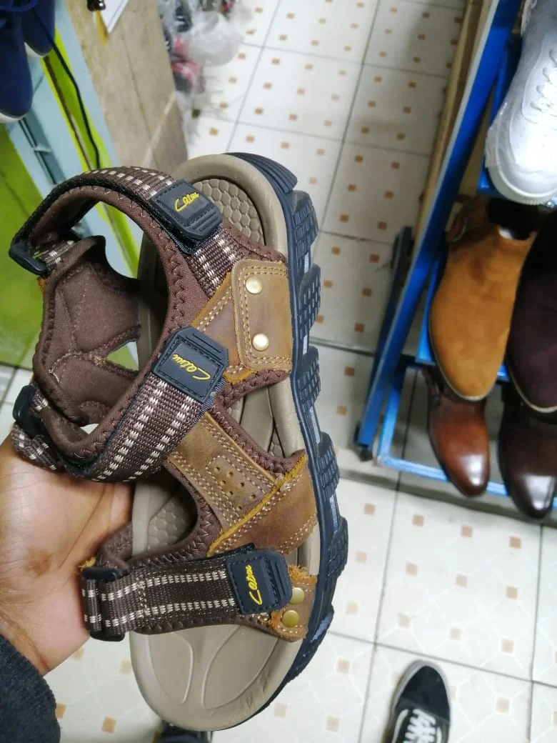 Catnun Velcro Mens Sandals Open Shoes Brown