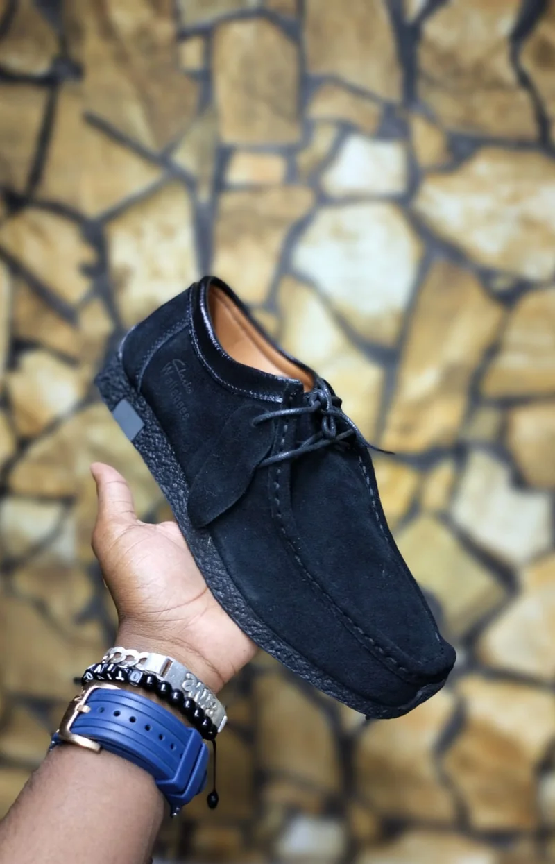 Clark Wallabees Lace-Up Suede Shoes - All Black Moccassins Shoes