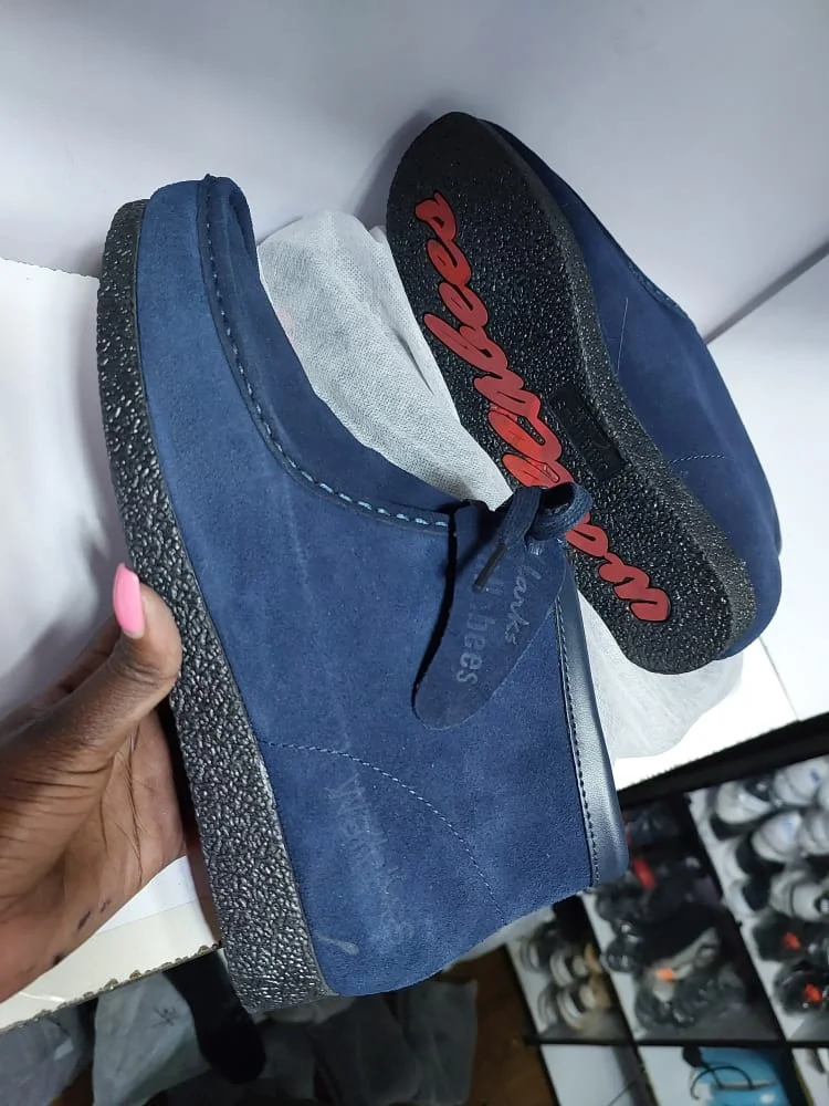 Clarks Boots Wallabee Blue Suede Boots Shoes Moccassins