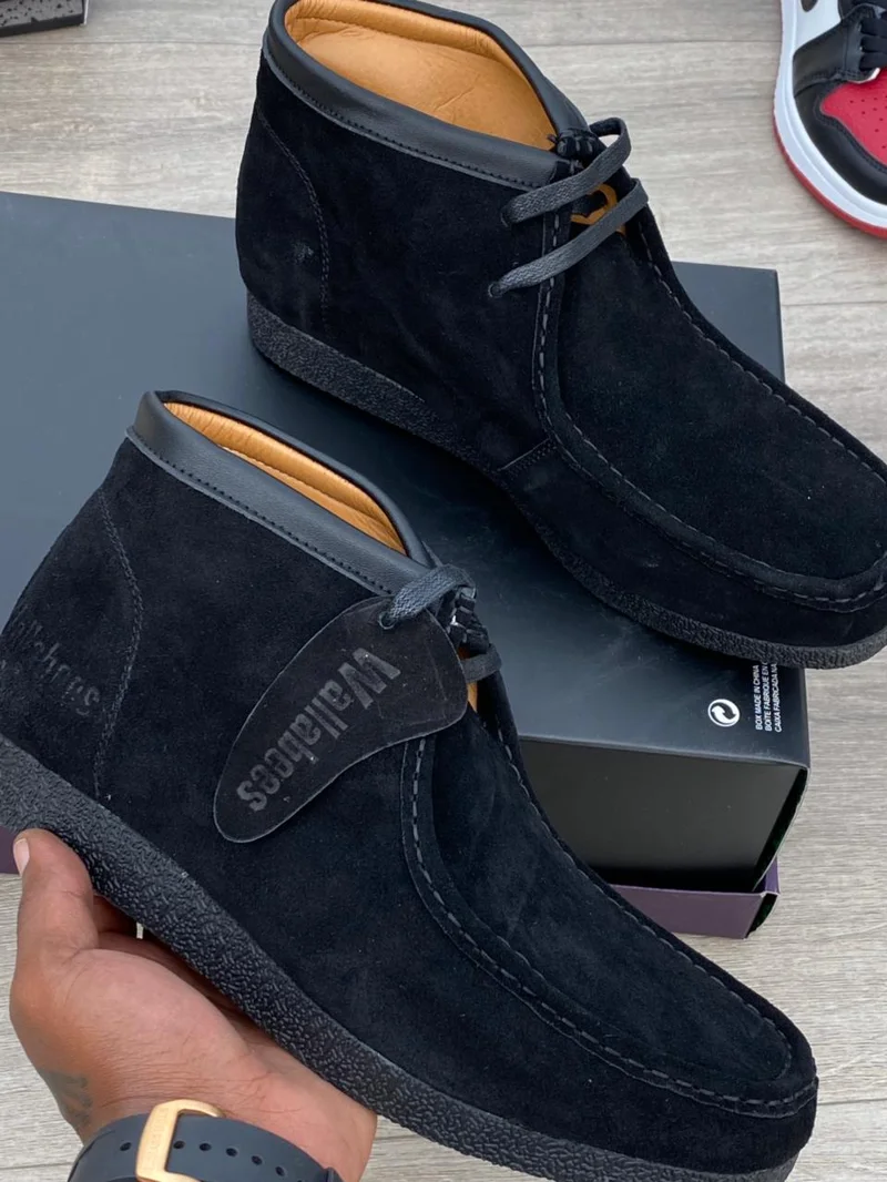 Clarks Boots Wallabee Grey Suede Boots Shoes Moccassins