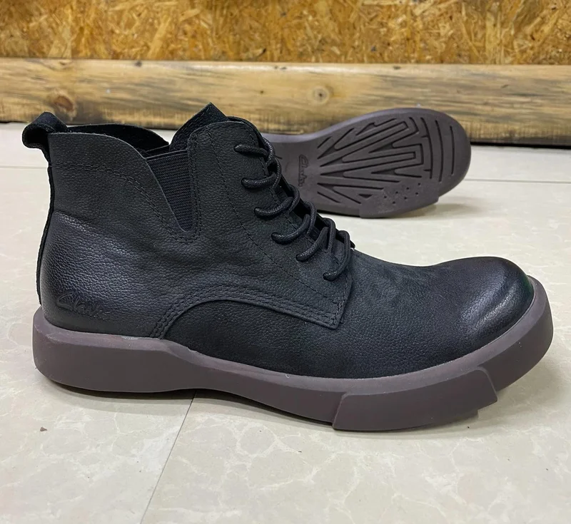 Clarks Genuine Leather Black Mens Boots -  Mens Laced Up Shoes